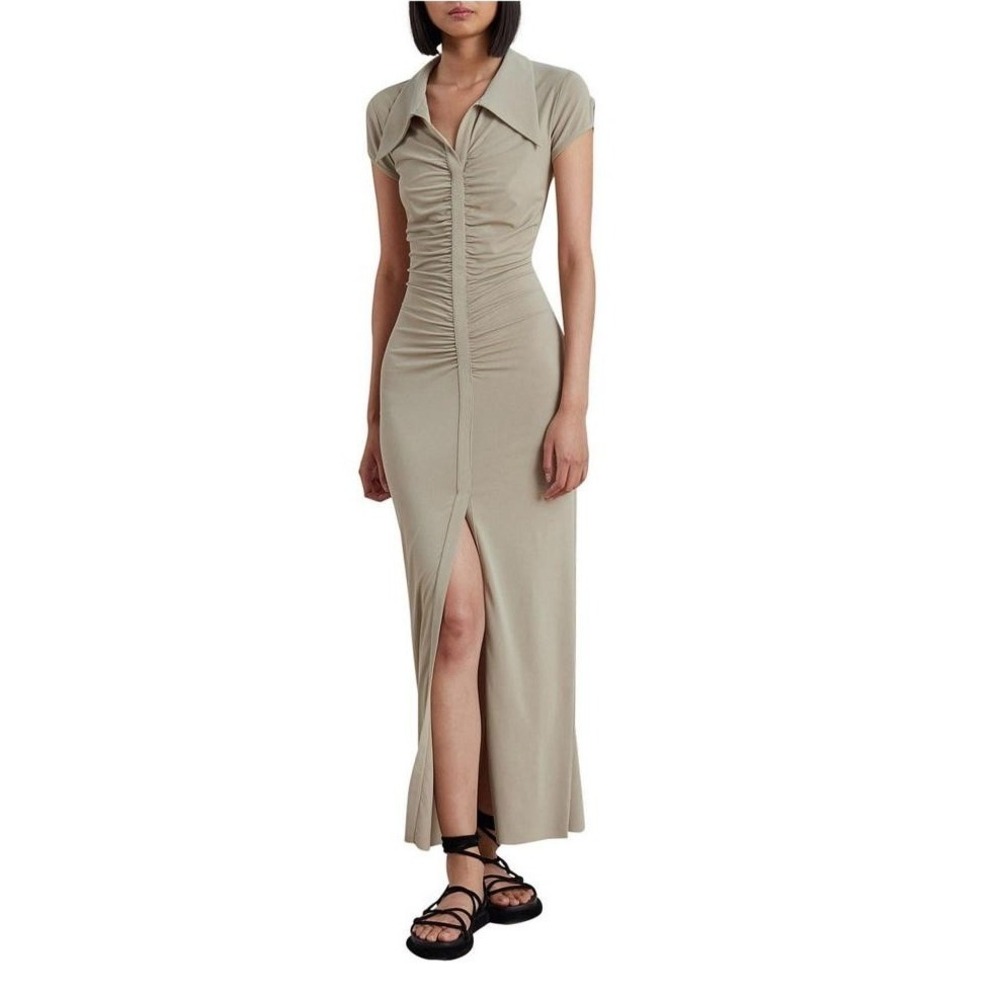 NWT Bec & Bridge  Sesame Short Sleeve Ruched Maxi‎ Dress